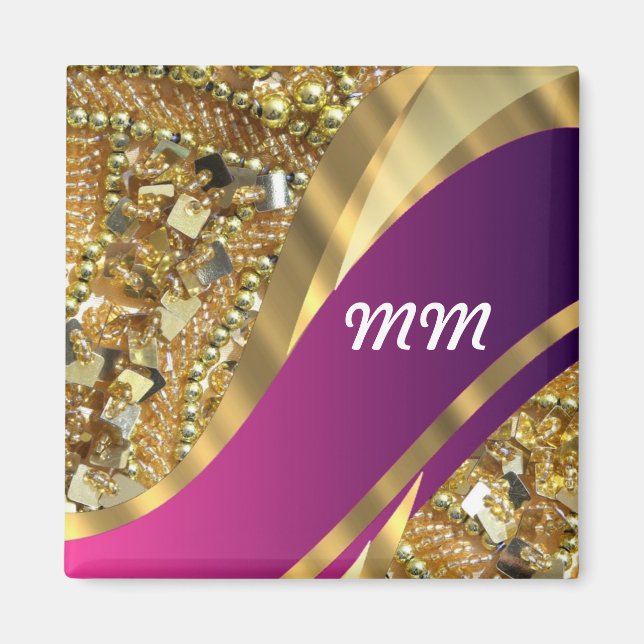 Imã Dourado borrão e espiral magenta (Frente)