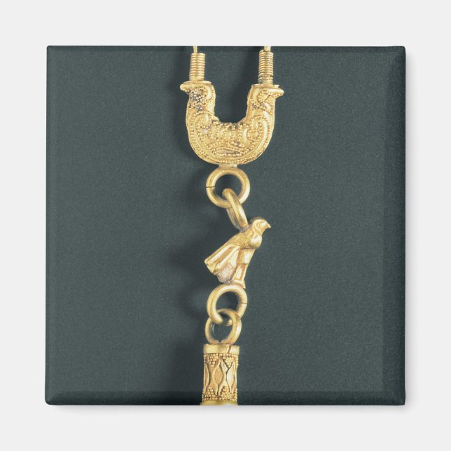 Imã Dourado brinco com pingente em forma de gota (Frente)