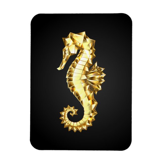 Ímã Dourado Cavalo de Mar Poligonal (Vertical)