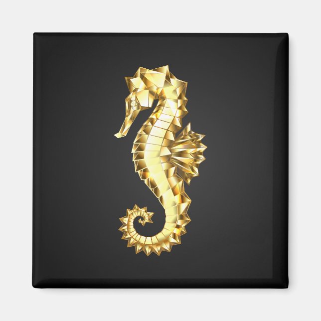 Imã Dourado Cavalo de Mar Poligonal (Frente)
