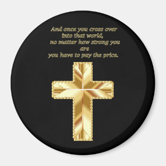 Imã Dourado Christian Crucifix Cross com palavras engr