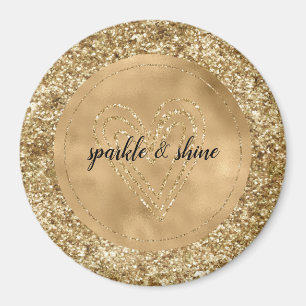 Imã Dourado Confetti Glitter Heart