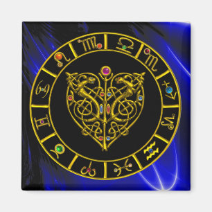 Imã Dourado CORAÇÃO ASTRAL,Sinais Zodiac,Gráfico As