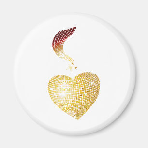Imã Dourado Coração da Bola Disco