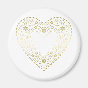 Imã Dourado Coração Lace