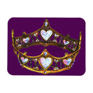 Ímã Dourado do roxo real da tiara da coroa dos