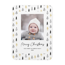 Ímã Dourado e divertido Natal minimalista da árvore do