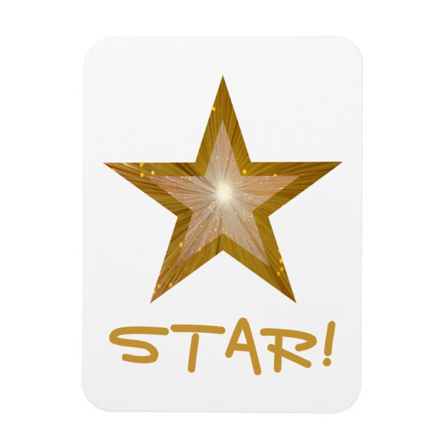 Ímã "Dourado" Estrela 'STAR!" flexível íman branco (Vertical)