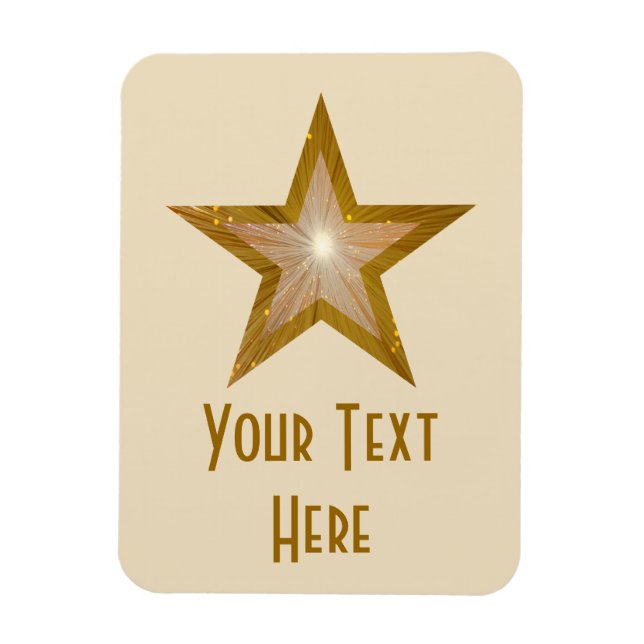 Ímã "Dourado" Estrela "Texto flexível" com íman (Vertical)