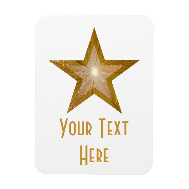 Ímã "Dourado" Estrela 'Texto' íman flexível branco ver (Vertical)