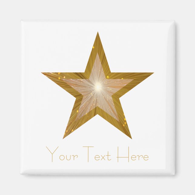 Imã Dourado frigorífico 'Seu texto' magnet quadrado br (Frente)