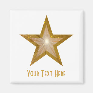 Imã Dourado frigorífico 'Your Text', magnet quadrado,