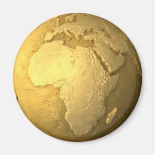 Imã Dourado globo - Metal Earth, Africa, 3d Render