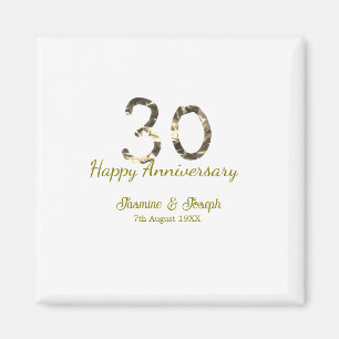 Imã Dourado Metálico 30º Feliz aniversário adicionar n