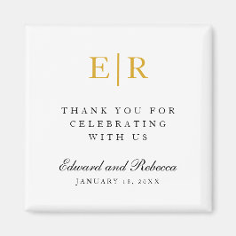 Imã Dourado Monograma Obrigado Elegante Favor De Casam