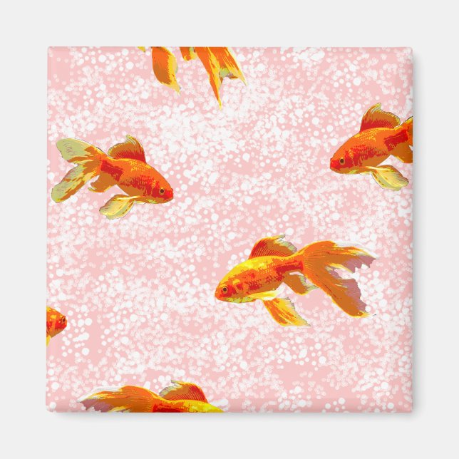 Imã Dourado padrão de peixe rosa (Frente)