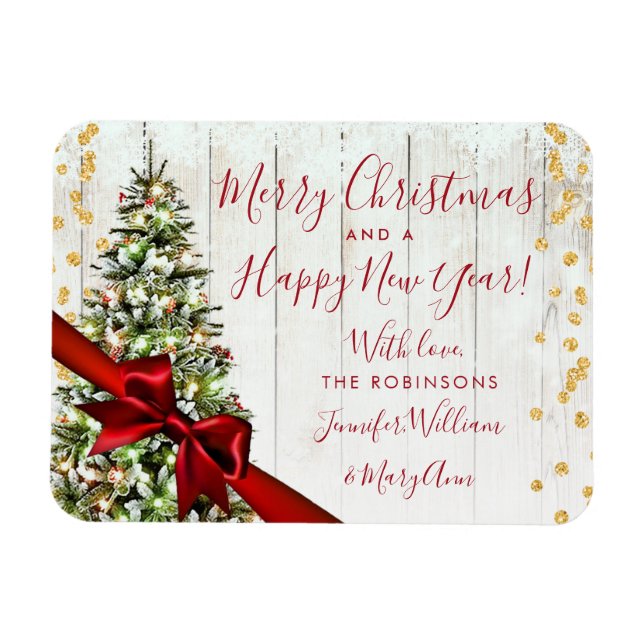 Ímã Dourado Rustic Felry Christmas Non Photo Glitter (Horizontal)