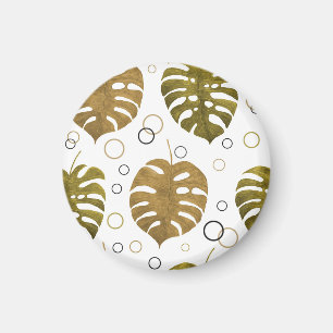Imã Dourado tropical: Monstera Leaf Watercolor