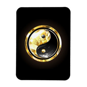 Ímã Dourado Yin Yang a preto