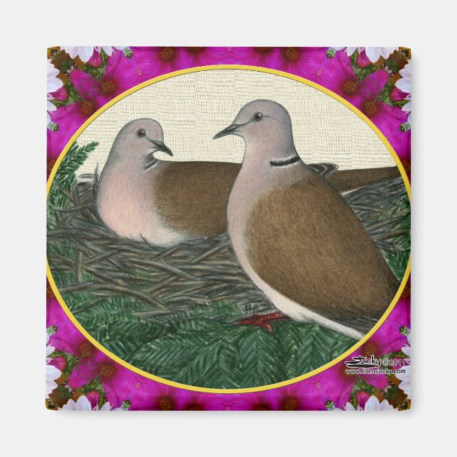 Imã Dove Nest e Flores (Frente)