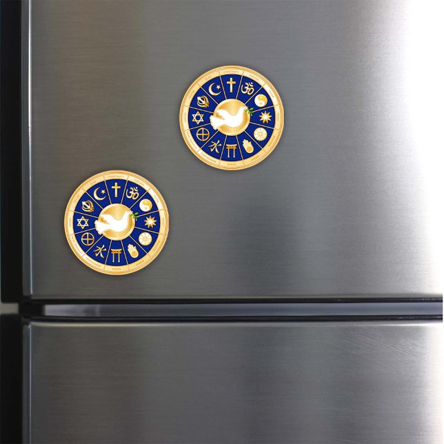 Imã Dove of Peace (Dove of Peace. Add an inspirational magnet featuring gold icons of world faiths.)