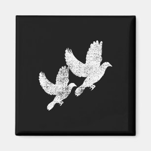 Imã Dove Vintage Voando Dois Pombos Pombo Pássaro Tee 