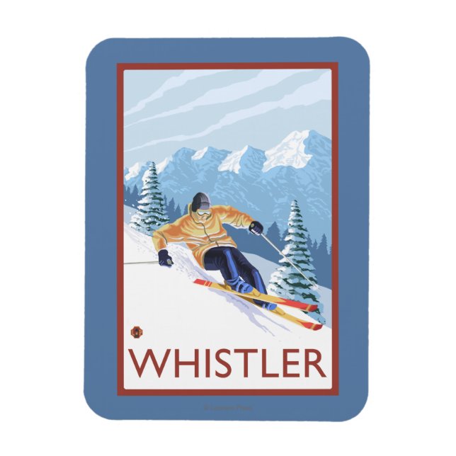 Ímã Downhill Snow Skier - Assobiador, BC Canadá (Vertical)
