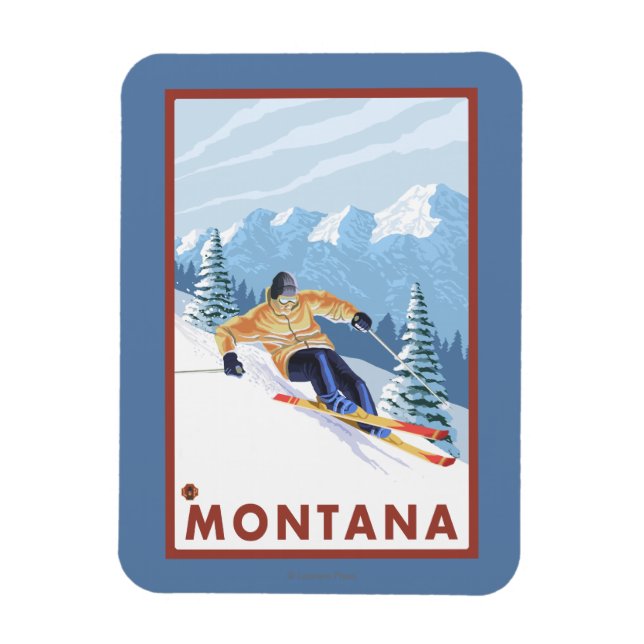 Ímã Downhill Snow Skier - Montana (Vertical)