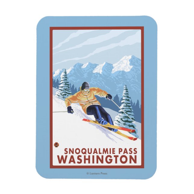 Ímã Downhill Snow Skier - Snoqualmie Pass, WA (Vertical)