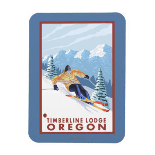 Ímã Downhill Snow Skier - Timberline Lodge, Oregon
