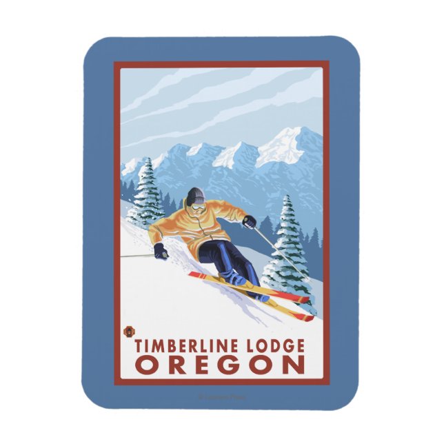 Ímã Downhill Snow Skier - Timberline Lodge, Oregon (Vertical)