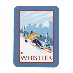 Ímã Downhill Snow Skier - Whistler, BC Canada
