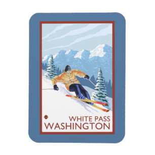 Ímã Downhill Snow Skier - White Pass, Washington