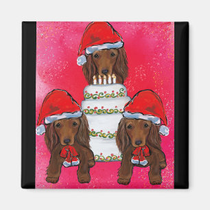 Imã Doxie vermelho Santa