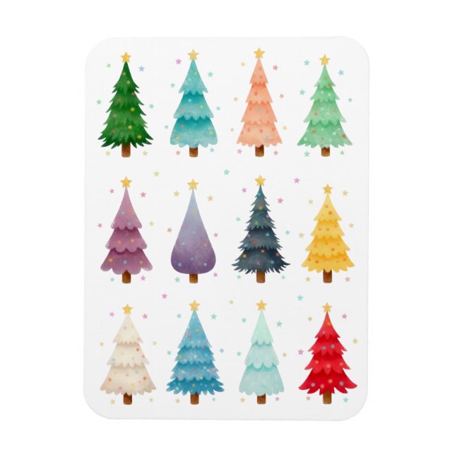 Ímã Doze Árvores de Natal Festivas (Vertical)