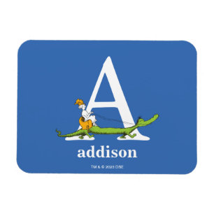 Ímã Dr. Seuss ABC: Carta A - Branco   Adicione seu nom