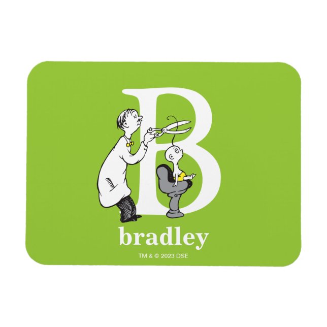 Ímã Dr. Seuss ABC: Carta B - Branco | Adicione seu nom (Horizontal)