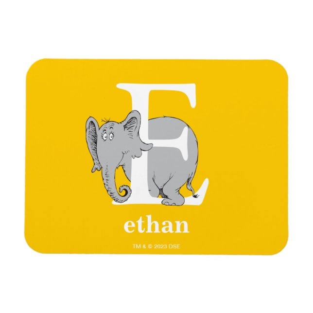 Ímã Dr. Seuss ABC: Carta E - Branco | Adicione seu nom (Horizontal)