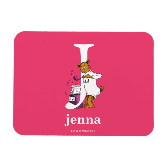 Ímã Dr. Seuss ABC: Carta J - Branco | Adicione seu nom (Horizontal)