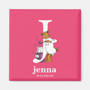 Imã Dr. Seuss ABC: Carta J - Branco   Adicione seu nom