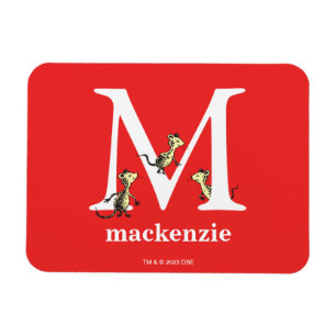 Ímã Dr. Seuss ABC: Carta M - Branco   Adicione seu nom