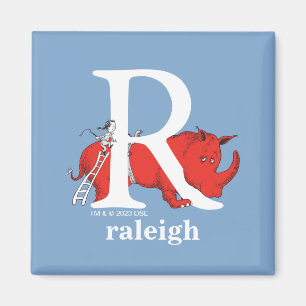 Imã Dr. Seuss ABC: Carta R - Branco   Adicione seu nom