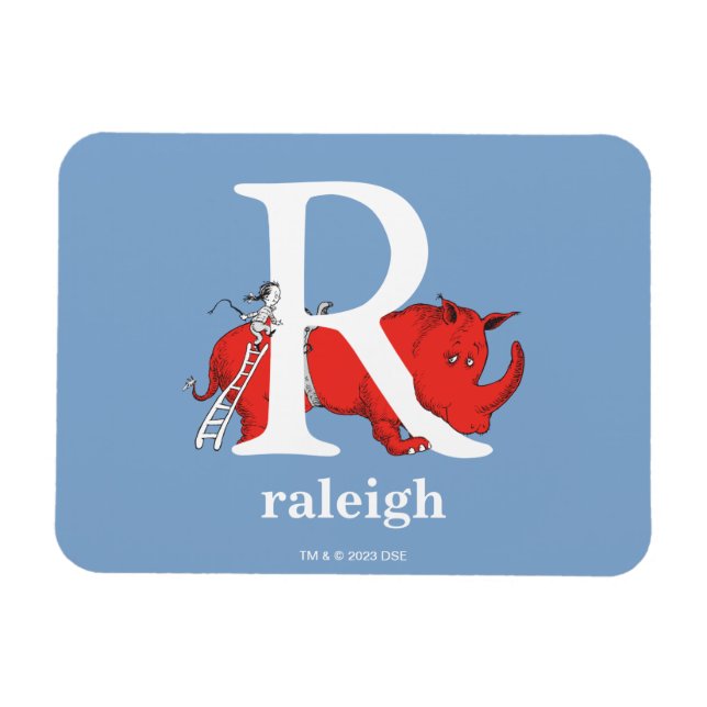 Ímã Dr. Seuss ABC: Carta R - Branco | Adicione seu nom (Horizontal)