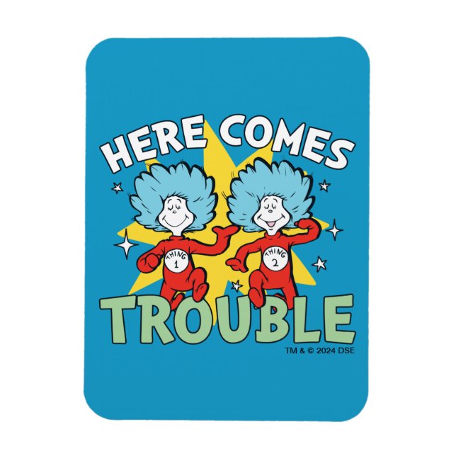Ímã Dr. Seuss | Coisa Um Coisa Dois Aqui Vem o Problem (Vertical)
