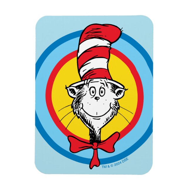 Ímã Dr. Seuss | Gato no Chapéu Gráfico da Cabeça (Vertical)