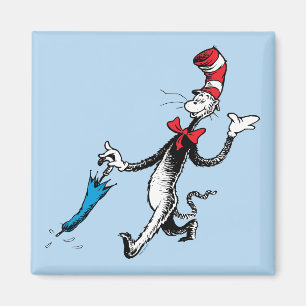 Imã Dr. Seuss Gato no Chapéu Passeio de Guarda-chuva