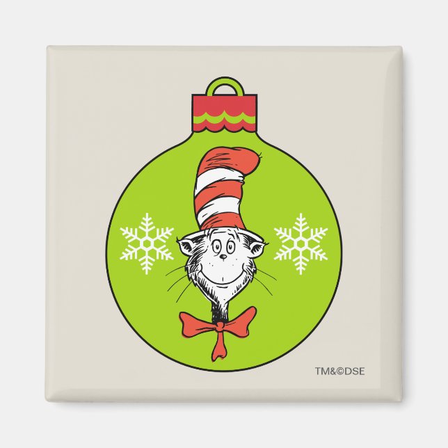 Imã Dr. Seuss | Grinch | Gato no Chapéu Enfeite (Frente)