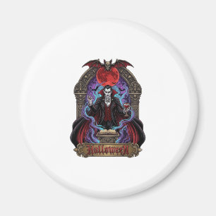 Imã Drácula de Halloween Lua Vermelha Morcegos Caveira