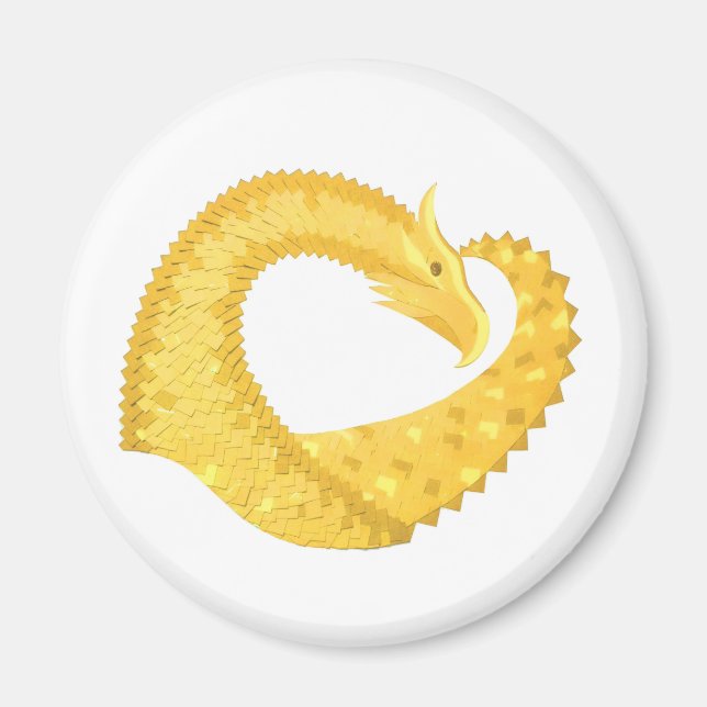 Imã Dragão amarelo no branco (Frente)