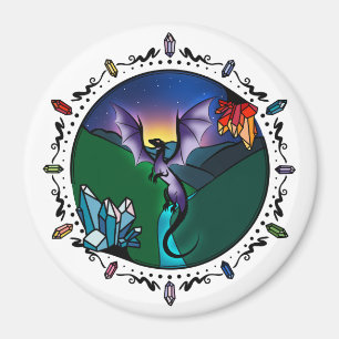 Imã Dragão Ametista Magro Elegante de Cristal Magnétic